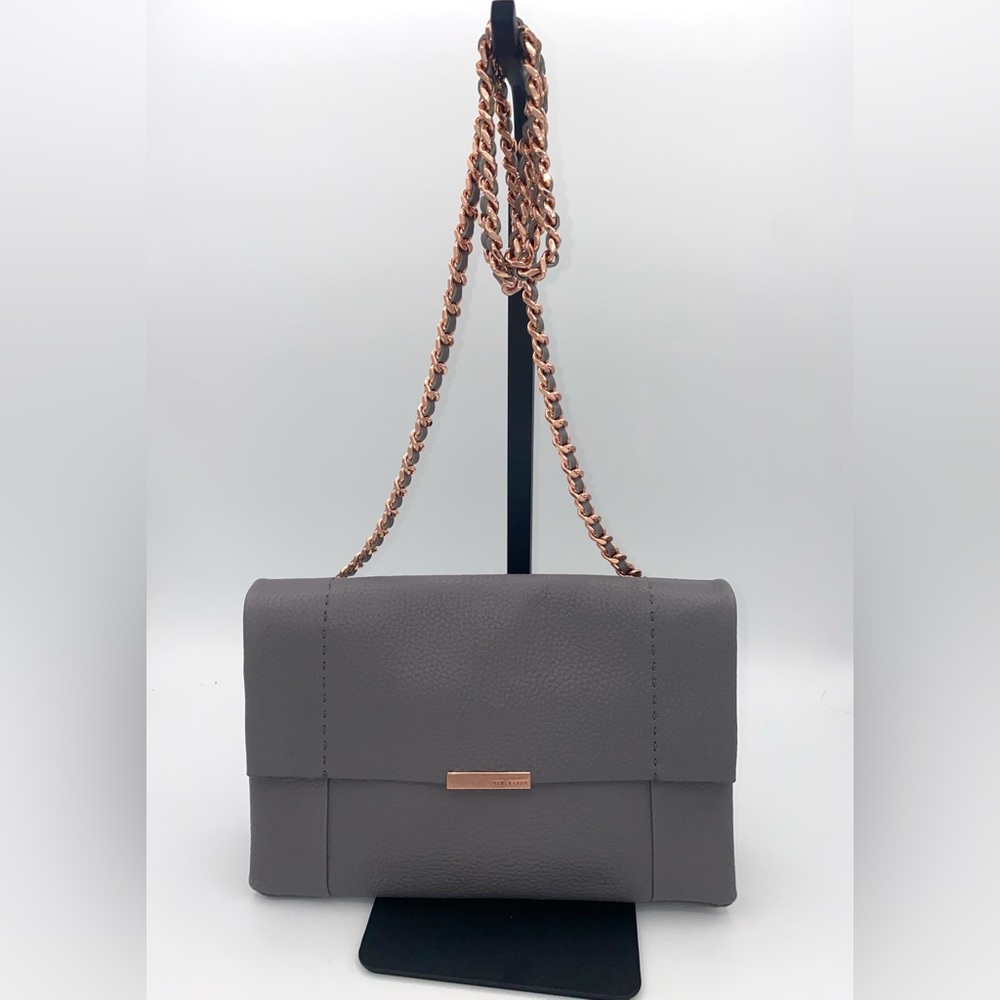 Ted Baker Grey Leather Crossbody with Rose Gold Accents